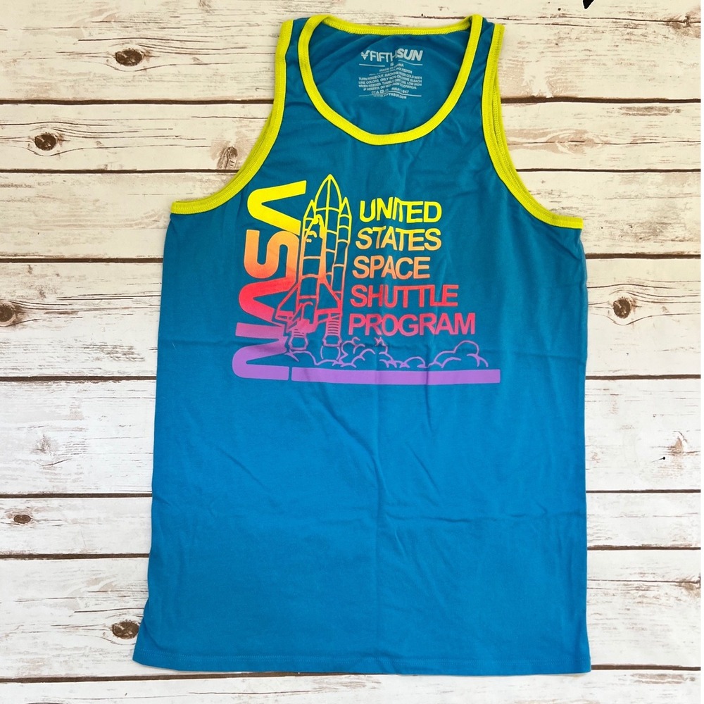 Fifth Sun NASA Space Shuttle Program Tank‎ Top Blue Graphic Small